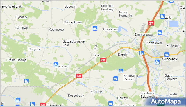 mapa Lipa gmina Raciąż, Lipa gmina Raciąż na mapie Targeo