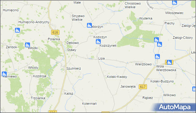 mapa Lipa gmina Regimin, Lipa gmina Regimin na mapie Targeo