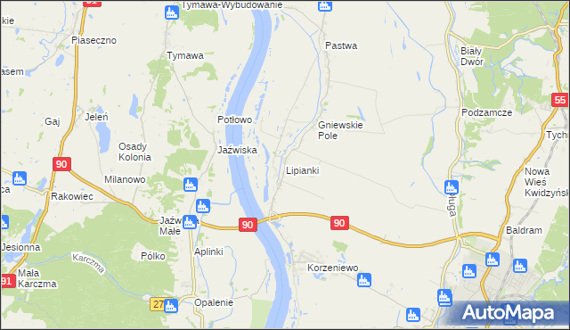 mapa Lipianki gmina Kwidzyn, Lipianki gmina Kwidzyn na mapie Targeo