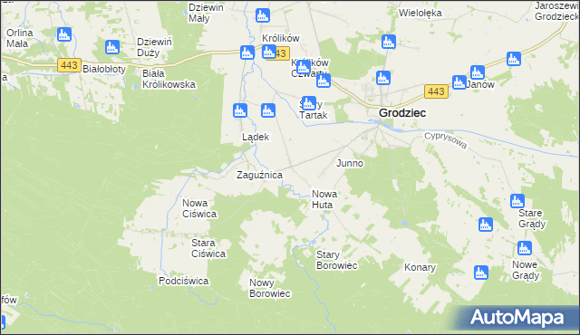 mapa Lipice gmina Grodziec, Lipice gmina Grodziec na mapie Targeo