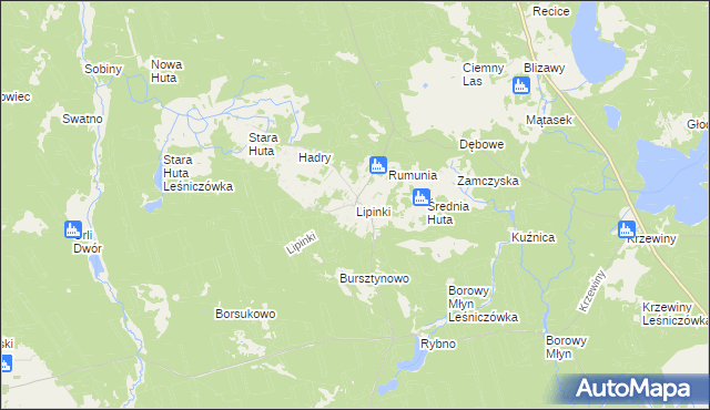 mapa Lipinki gmina Warlubie, Lipinki gmina Warlubie na mapie Targeo
