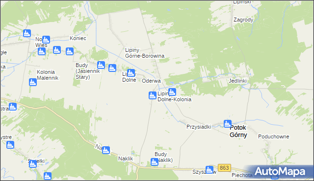 mapa Lipiny Dolne-Kolonia, Lipiny Dolne-Kolonia na mapie Targeo