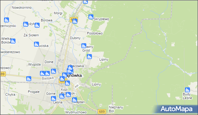 mapa Lipiny gmina Hajnówka, Lipiny gmina Hajnówka na mapie Targeo