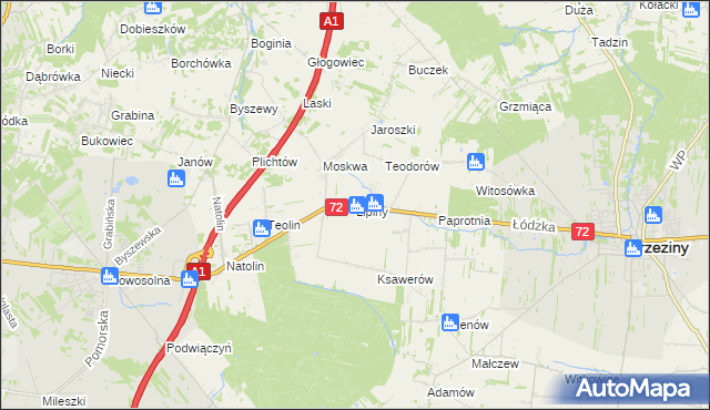 mapa Lipiny gmina Nowosolna, Lipiny gmina Nowosolna na mapie Targeo