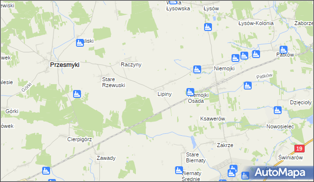 mapa Lipiny gmina Przesmyki, Lipiny gmina Przesmyki na mapie Targeo