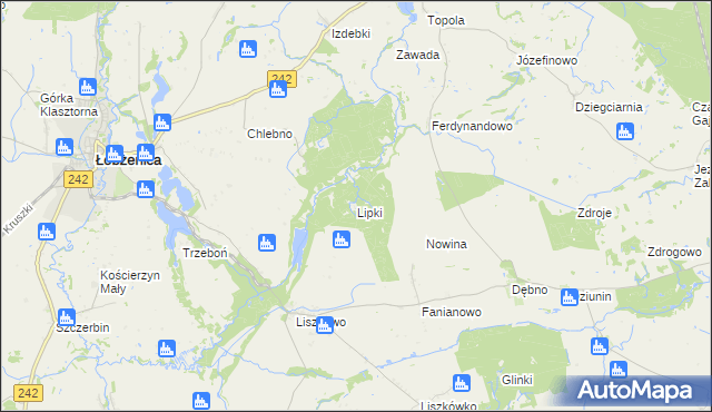 mapa Lipki gmina Łobżenica, Lipki gmina Łobżenica na mapie Targeo