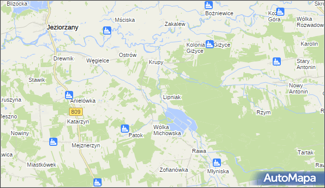 mapa Lipniak gmina Michów, Lipniak gmina Michów na mapie Targeo