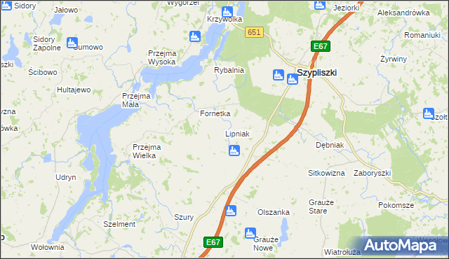 mapa Lipniak gmina Szypliszki, Lipniak gmina Szypliszki na mapie Targeo