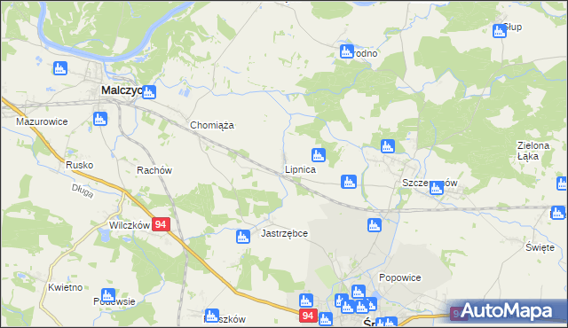 mapa Lipnica gmina Środa Śląska, Lipnica gmina Środa Śląska na mapie Targeo