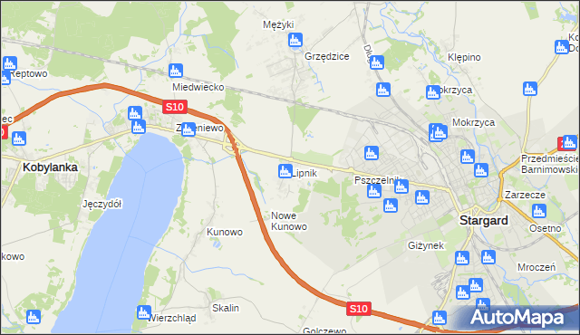 mapa Lipnik gmina Stargard, Lipnik gmina Stargard na mapie Targeo