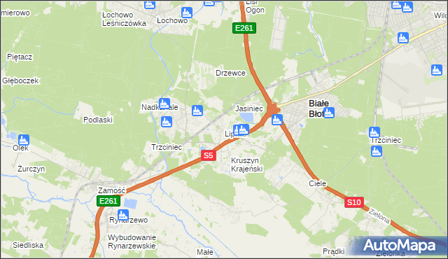 mapa Lipniki gmina Białe Błota, Lipniki gmina Białe Błota na mapie Targeo