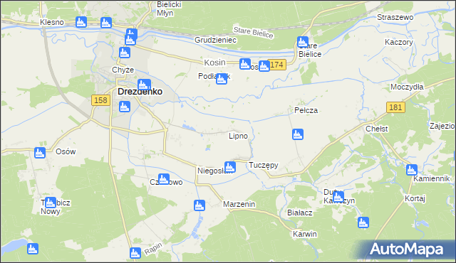 mapa Lipno gmina Drezdenko, Lipno gmina Drezdenko na mapie Targeo