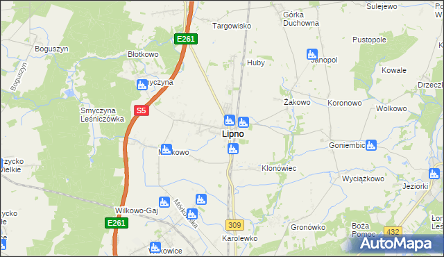 mapa Lipno powiat leszczyński, Lipno powiat leszczyński na mapie Targeo