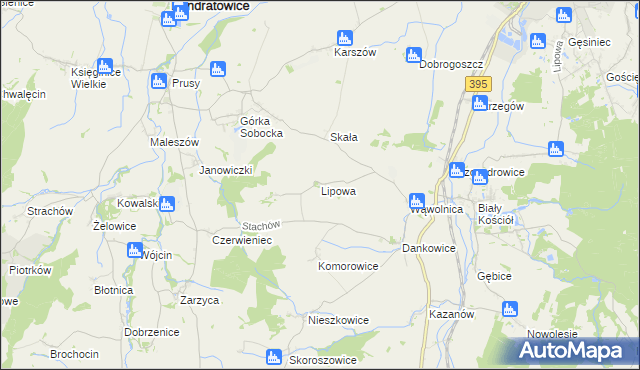 mapa Lipowa gmina Kondratowice, Lipowa gmina Kondratowice na mapie Targeo