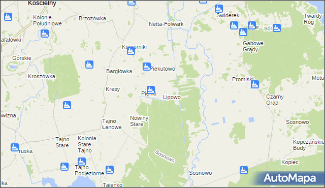 mapa Lipowo gmina Bargłów Kościelny, Lipowo gmina Bargłów Kościelny na mapie Targeo