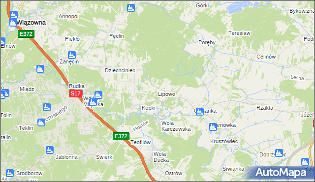 mapa Lipowo gmina Wiązowna, Lipowo gmina Wiązowna na mapie Targeo