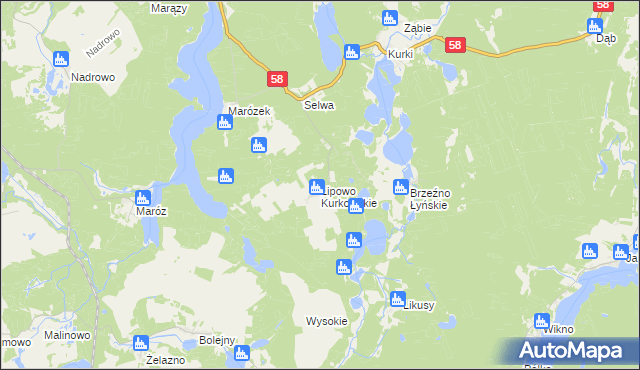 mapa Lipowo Kurkowskie, Lipowo Kurkowskie na mapie Targeo