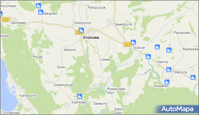 mapa Lisewo gmina Krokowa, Lisewo gmina Krokowa na mapie Targeo