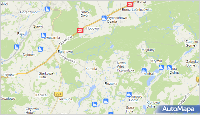 mapa Lisia Góra gmina Somonino, Lisia Góra gmina Somonino na mapie Targeo