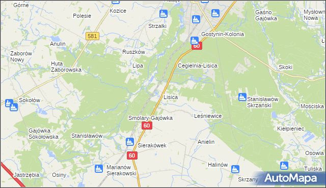 mapa Lisica, Lisica na mapie Targeo