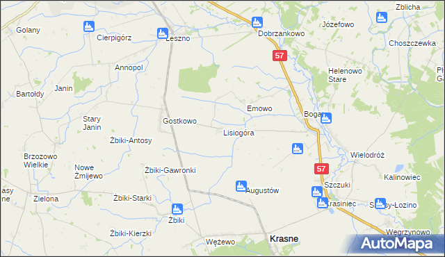 mapa Lisiogóra, Lisiogóra na mapie Targeo