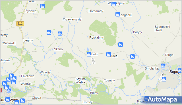 mapa Liski gmina Sępopol, Liski gmina Sępopol na mapie Targeo