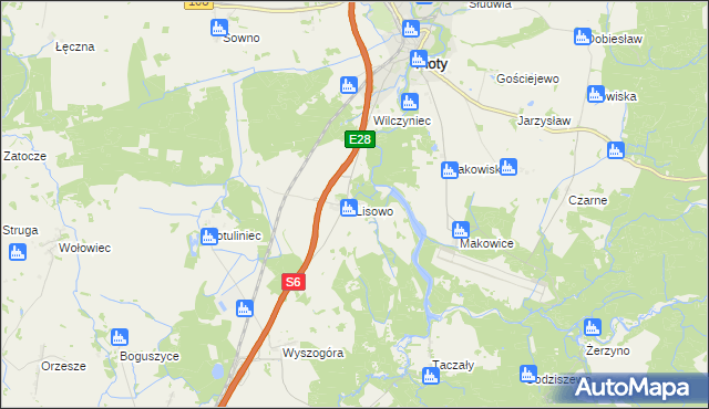 mapa Lisowo gmina Płoty, Lisowo gmina Płoty na mapie Targeo