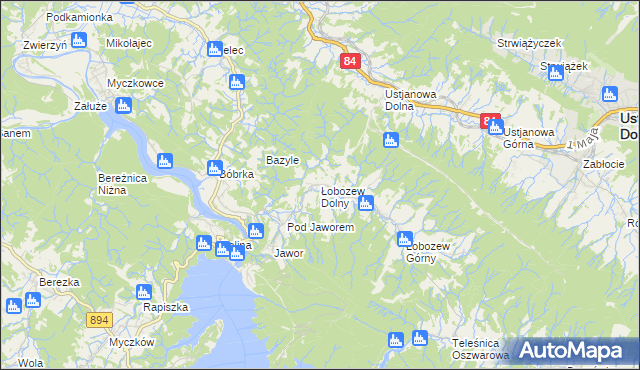 mapa Łobozew Dolny, Łobozew Dolny na mapie Targeo