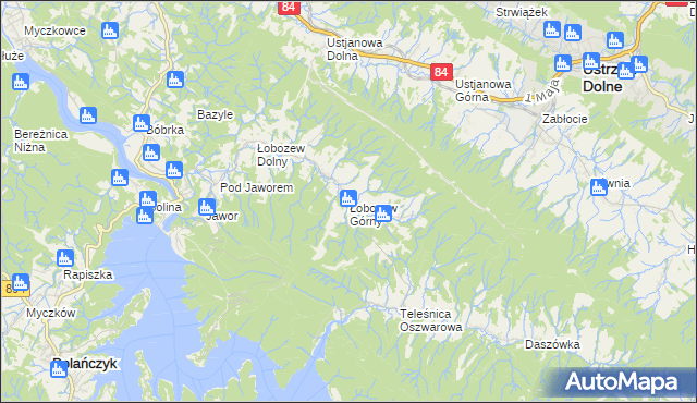 mapa Łobozew Górny, Łobozew Górny na mapie Targeo