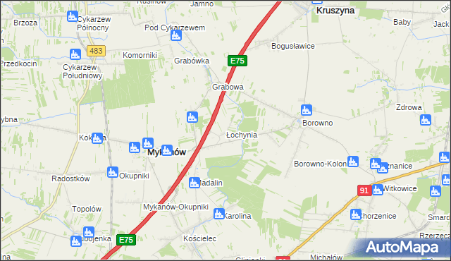 mapa Łochynia, Łochynia na mapie Targeo