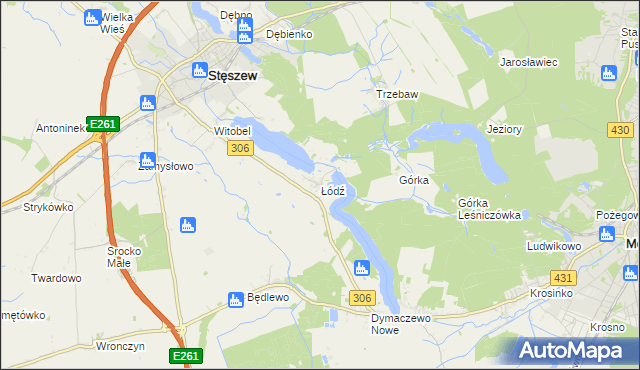 mapa Łódź gmina Stęszew, Łódź gmina Stęszew na mapie Targeo