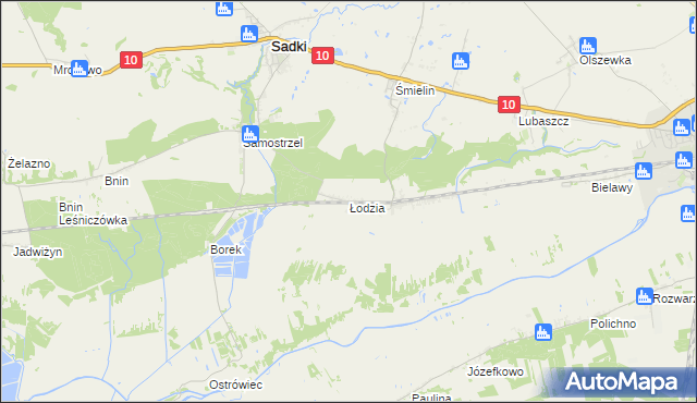mapa Łodzia gmina Sadki, Łodzia gmina Sadki na mapie Targeo