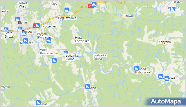 mapa Łodzinka Dolna, Łodzinka Dolna na mapie Targeo