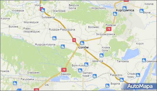 mapa Łoniów, Łoniów na mapie Targeo