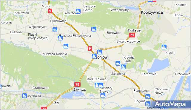 mapa Łoniów-Kolonia, Łoniów-Kolonia na mapie Targeo