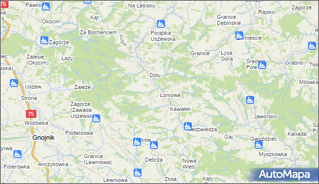 mapa Łoniowa, Łoniowa na mapie Targeo