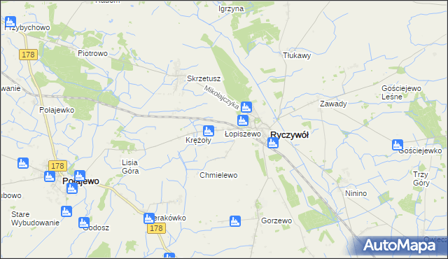 mapa Łopiszewo, Łopiszewo na mapie Targeo