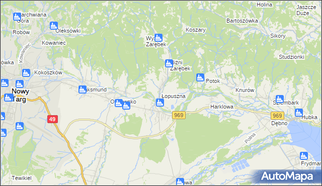mapa Łopuszna, Łopuszna na mapie Targeo
