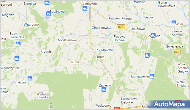 mapa Lorcin gmina Nasielsk, Lorcin gmina Nasielsk na mapie Targeo