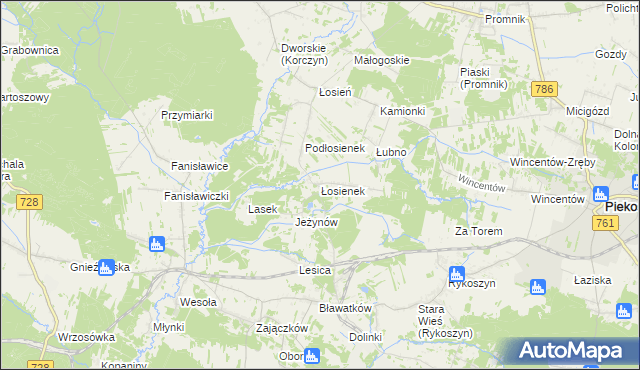 mapa Łosienek, Łosienek na mapie Targeo