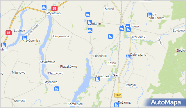 mapa Łosośniki gmina Mogilno, Łosośniki gmina Mogilno na mapie Targeo