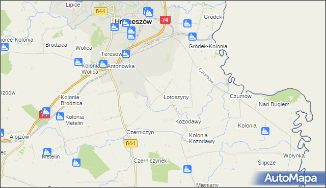 mapa Łotoszyny, Łotoszyny na mapie Targeo