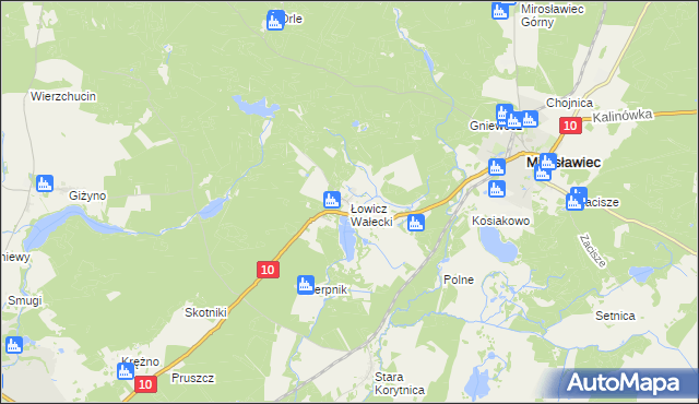 mapa Łowicz Wałecki, Łowicz Wałecki na mapie Targeo