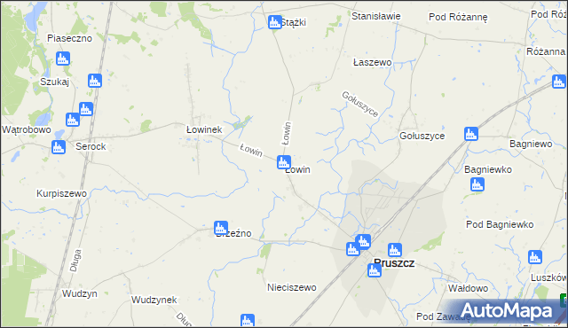 mapa Łowin, Łowin na mapie Targeo