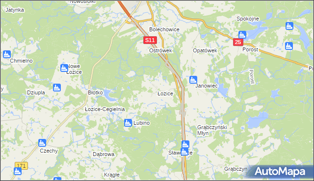 mapa Łozice gmina Bobolice, Łozice gmina Bobolice na mapie Targeo