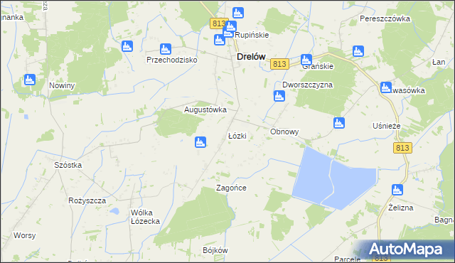 mapa Łózki, Łózki na mapie Targeo