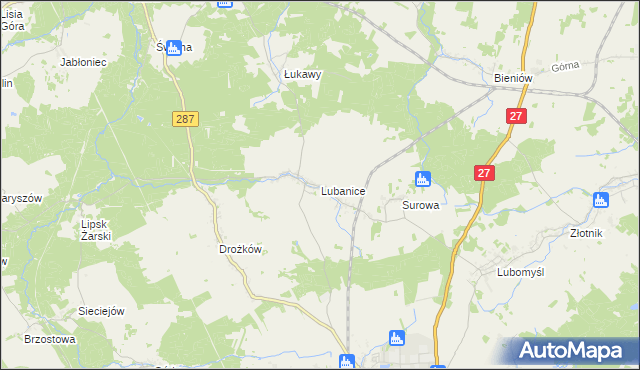 mapa Lubanice, Lubanice na mapie Targeo