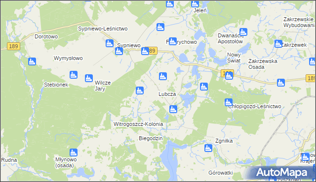 mapa Lubcza gmina Więcbork, Lubcza gmina Więcbork na mapie Targeo