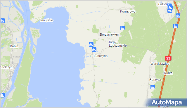 mapa Lubczyna gmina Goleniów, Lubczyna gmina Goleniów na mapie Targeo