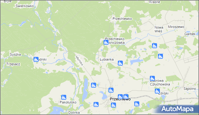 mapa Łubianka gmina Przechlewo, Łubianka gmina Przechlewo na mapie Targeo